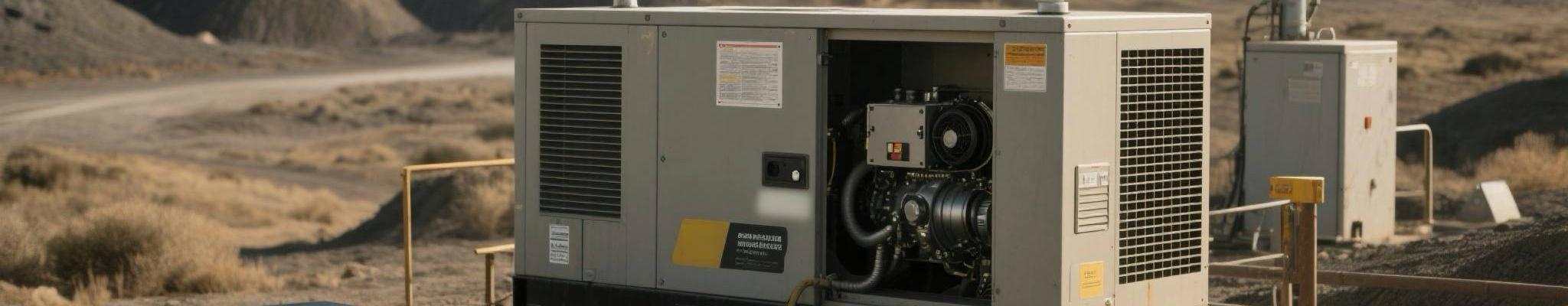 Industrial generator used as a primary power source in remote area Diesel generator powering remote industrial site
