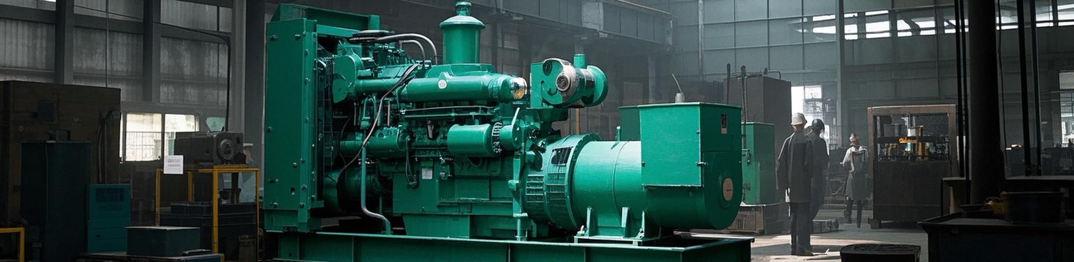 Industrial diesel generator in operation Diesel generator operating in industrial site