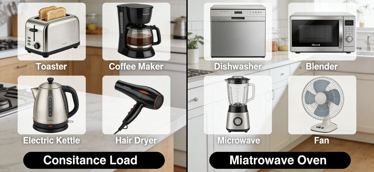 Types of Appliance Loads Different household appliance load types