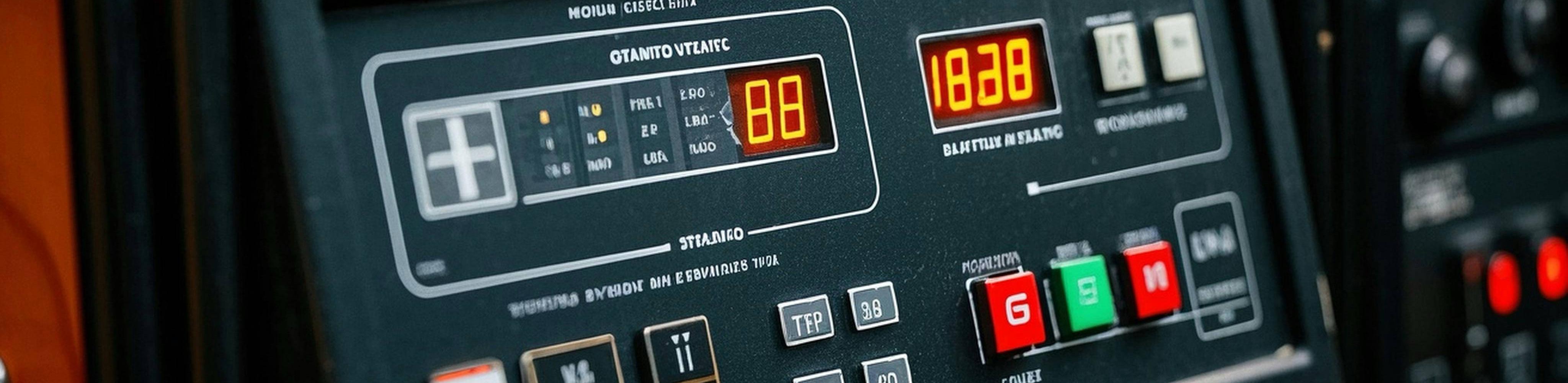Diesel Generator Control Panel in Use Operator using digital control panel on diesel generator