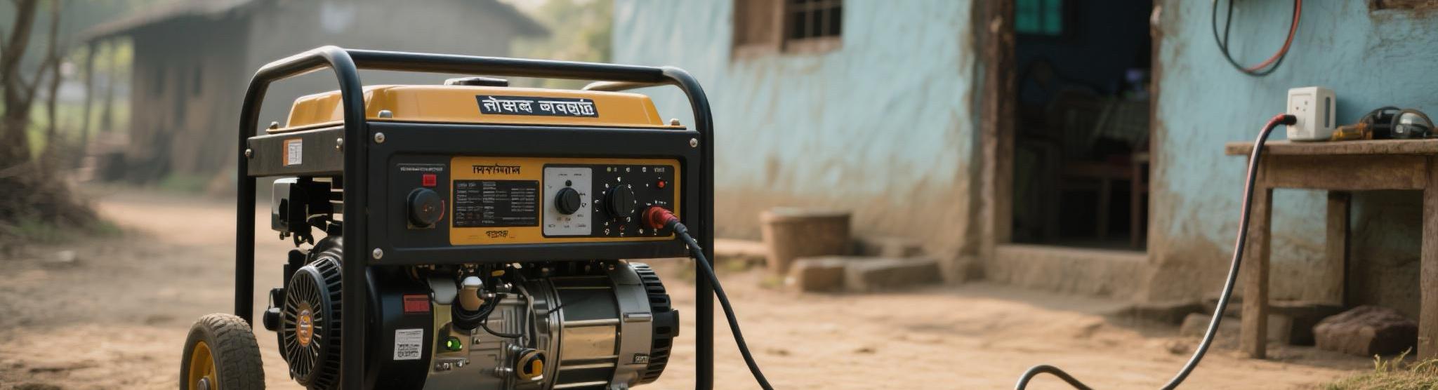 Rural Backup Power with Diesel Generator in India Diesel generator powering rural Indian home during blackout