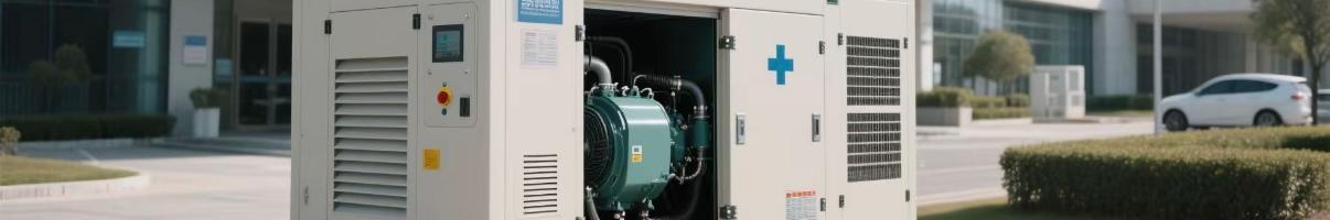 Silent diesel generator installed in a modern hospital