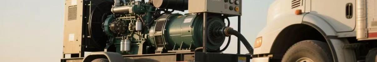 Trailer-mounted diesel generator being deployed on-site