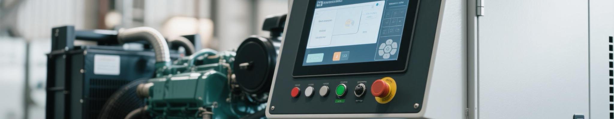 Modern diesel generator with touchscreen intelligent control panel