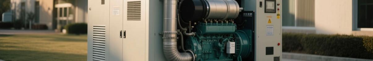 Tier 4 enclosed diesel generator with exhaust after-treatment behind a hospital