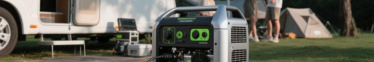 Portable diesel generator powering a campervan setup