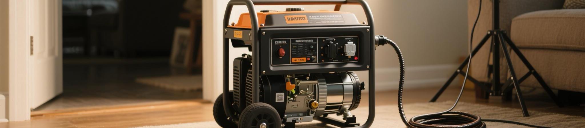 Portable diesel generator powering household appliances in a home