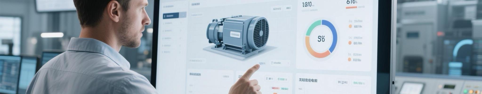 Engineer using touchscreen interface to monitor diesel generator system