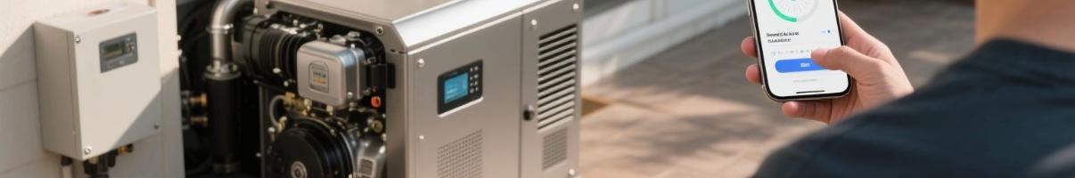 Compact inverter diesel generator installed on home terrace with App-based monitoring