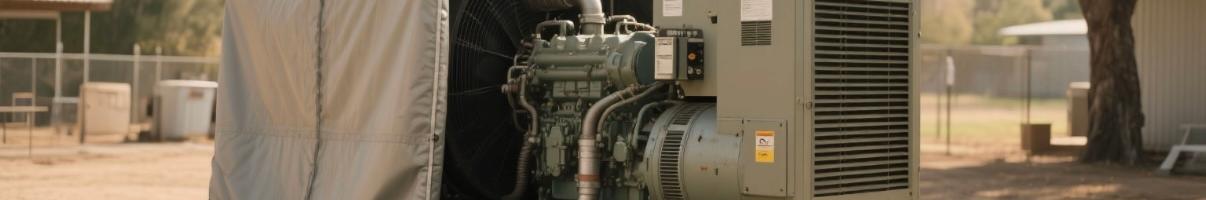 Diesel generator with soundproof enclosure in outdoor setting
