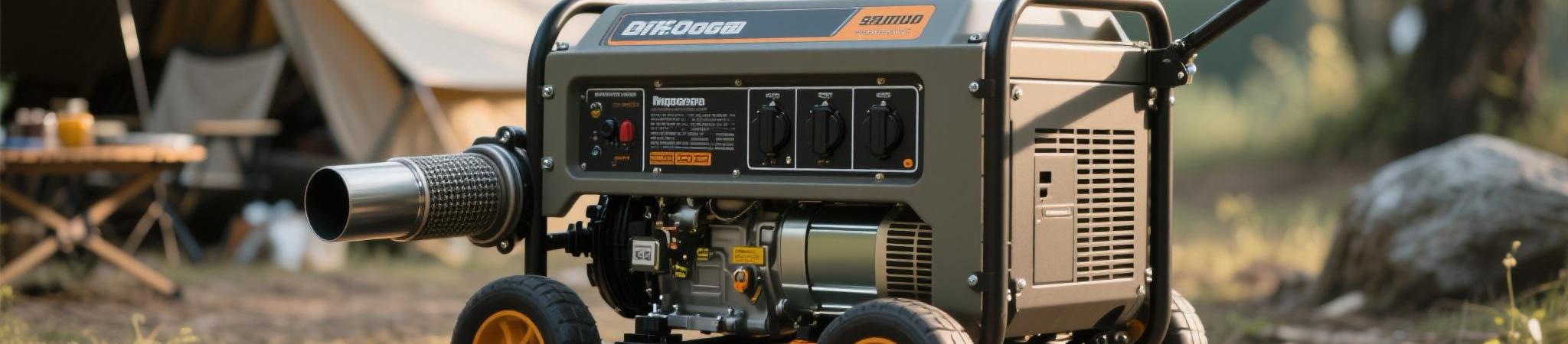Portable diesel generator with low noise design at a campsite