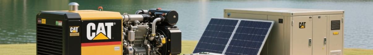 Caterpillar hybrid power system integrating generator, solar panels, and battery storage