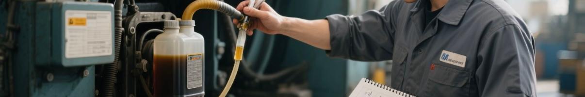 Technician performing oil test and logging maintenance