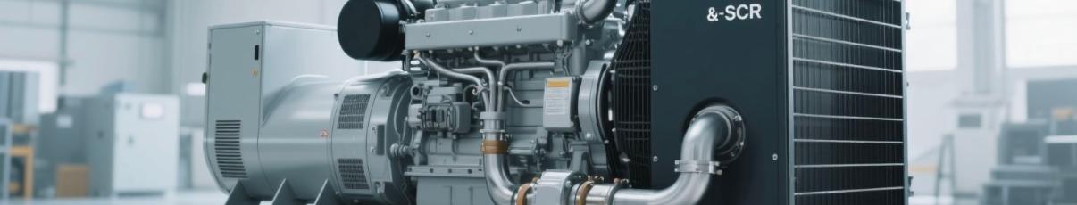 Modern diesel generator equipped with low-NOₓ and SCR emissions system