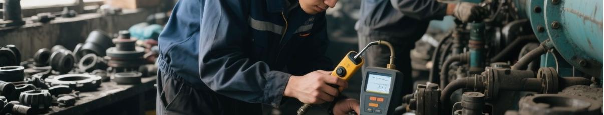 Technician performing routine maintenance on home diesel generator
