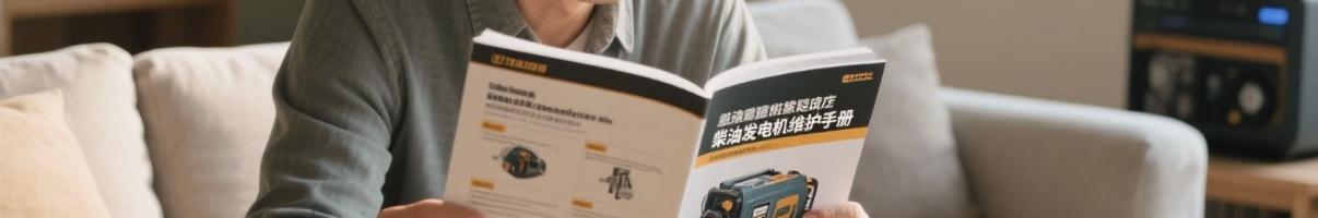 Homeowner reviewing maintenance manual while performing generator upkeep