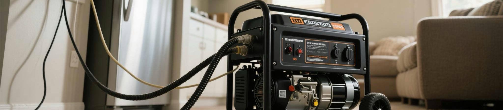 Portable diesel generator powering household appliances in a home