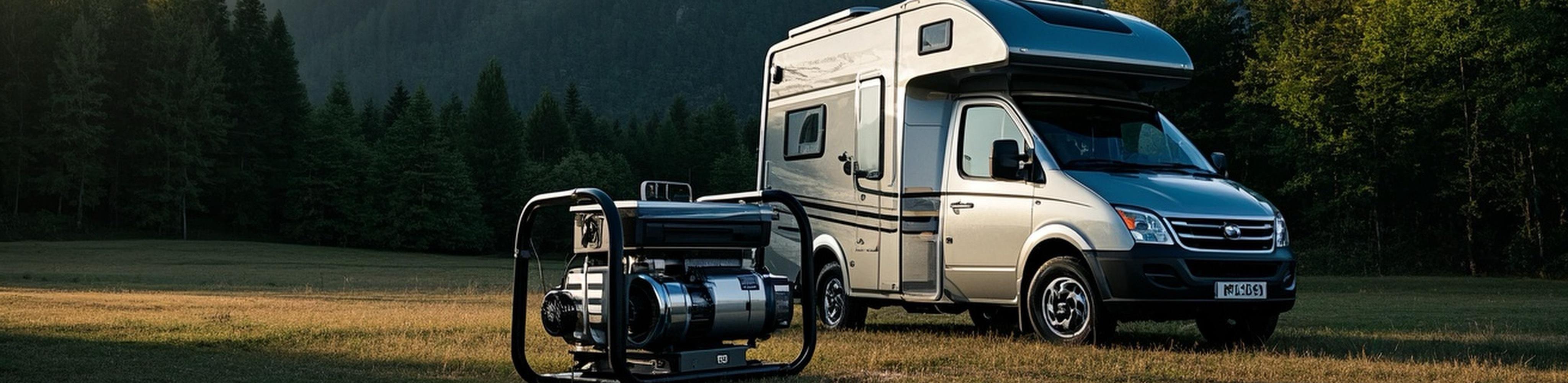 RV camping with a portable diesel generator setup