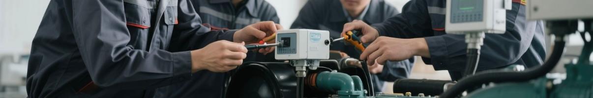 Kỹ thuật viên cài đặt thiết bị giám sát IoT trên máy phát điện diesel được đặt ở Đông Nam Á