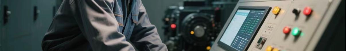 Engineer checking diesel generator remote monitoring dashboard