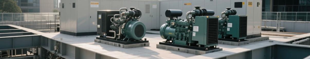 Diesel generator alongside microgrid infrastructure on a smart city rooftop