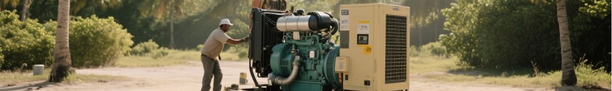 Diesel generator operating under scorching heat in desert environment