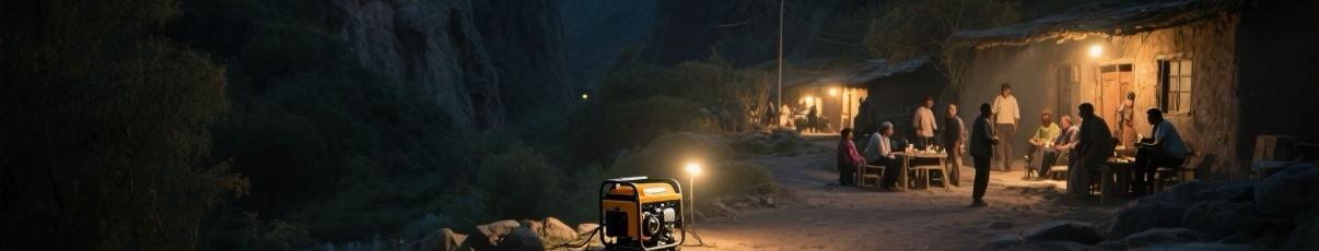 Portable diesel generator providing power in a mountain village