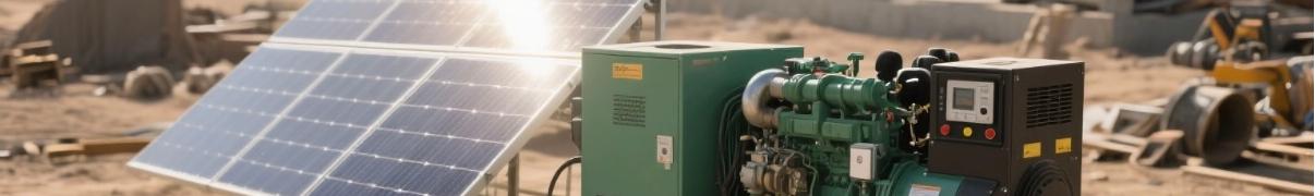 Hybrid Generator System for Green Power in Remote Areas Solar-diesel hybrid generator station at remote construction site