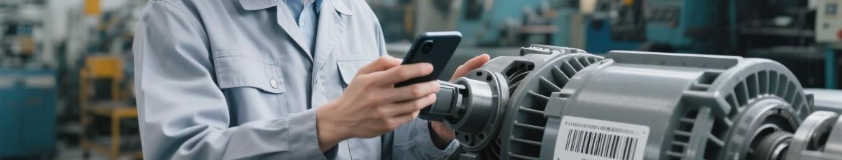 Blockchain-Based Part Traceability Technician scanning generator part and checking blockchain traceability records via mobile