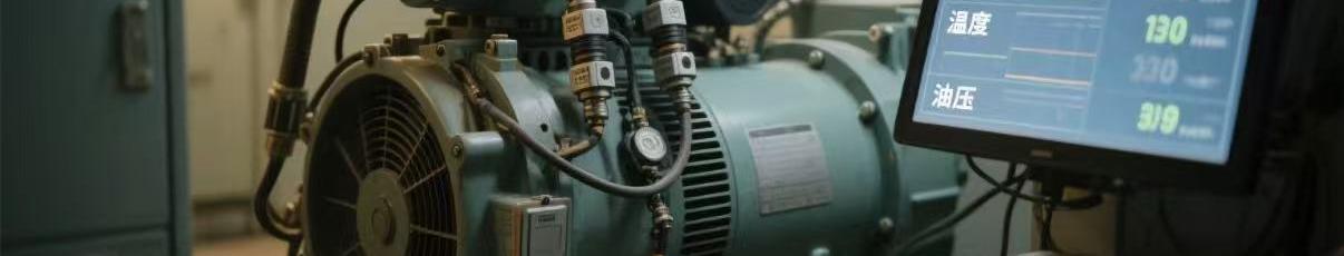 IoT Sensor Data on Diesel Generator IoT sensors and display showing real-time data from diesel generator