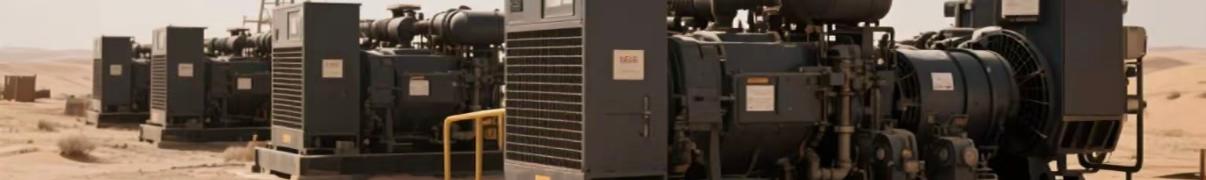 Diesel generators running at a desert oilfield in the Middle East