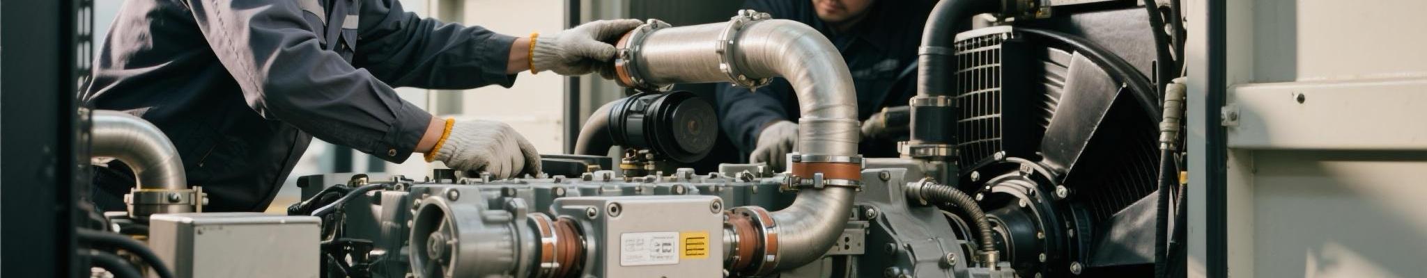 Technician inspecting EGR-integrated diesel generator