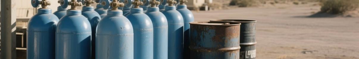 Comparison of diesel barrels and natural gas tanks stored at a remote site