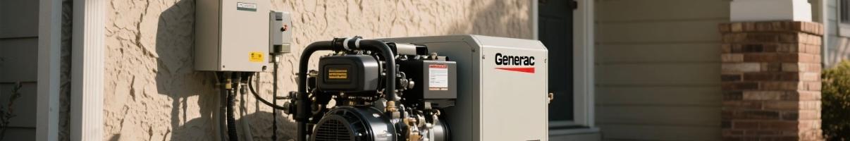 Generac home standby diesel generator installed beside a house