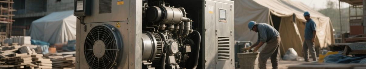 Remote Power Supply with Diesel Generator Diesel generator providing power at a remote construction site