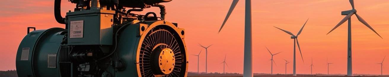 Diesel generator operating near a wind farm in Europe
