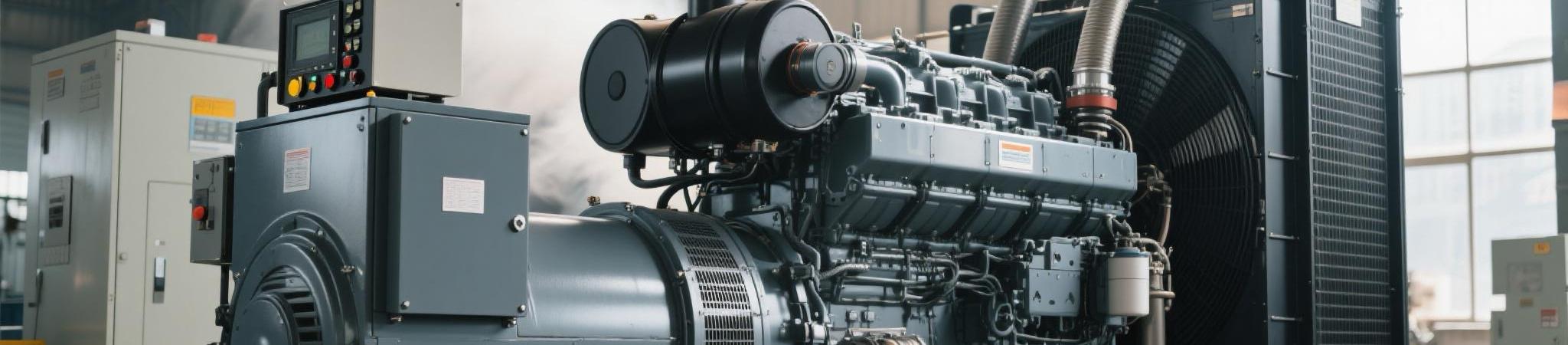 High-power industrial diesel generator set operating in a modern factory environment