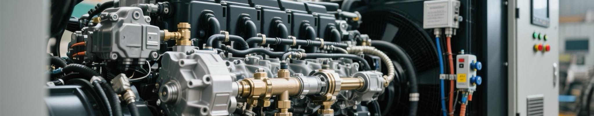 Close-up of a new diesel generator engine with integrated fuel-saving components